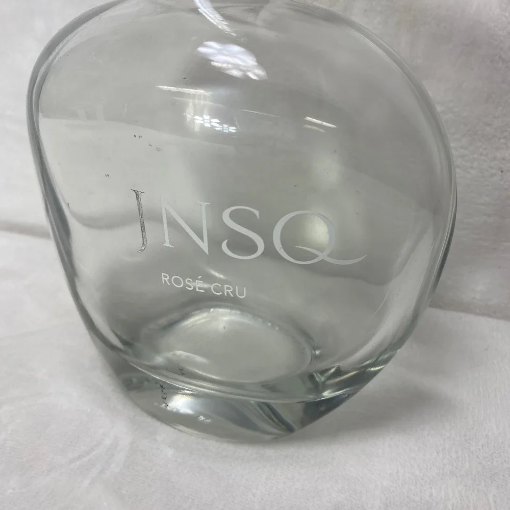 JNSQ Rose Cru‎ Clear Glass Decanter Bottle Round Base with Textured Stopper